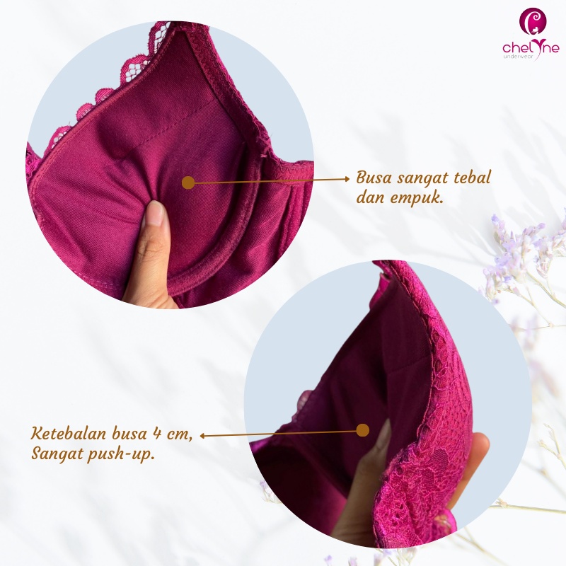 BH Chelyne Busa Tebal 2962 Push Up Full Brukat - Full Cup Bra Dengan Kawat Penyanggah