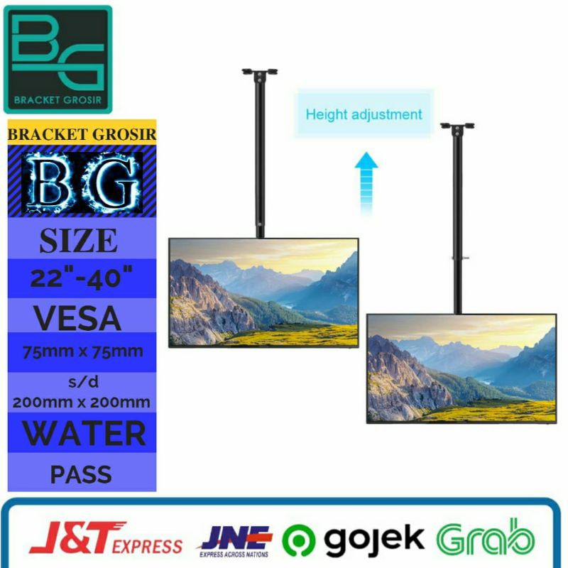 Bracket Braket TV Gantung Plafon Ceiling 24&quot;/32&quot;/40&quot;/43&quot;/45&quot; Water pass