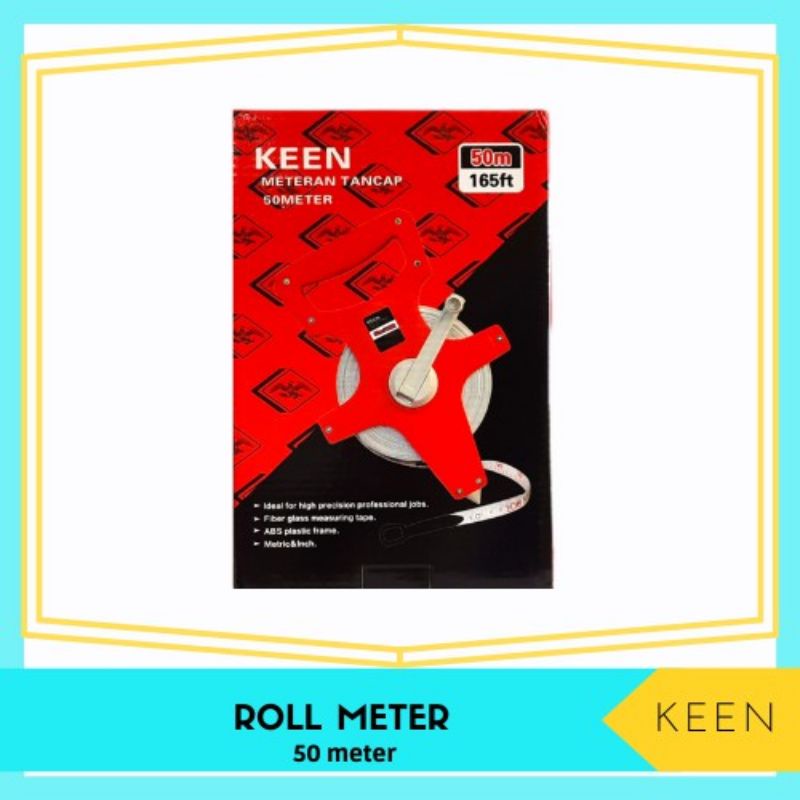 METERAN FIBER 50 METER / METERAN TANCAP TANAH 50 M 50 METER ROLL GULUNGAN FIBER MEASURE