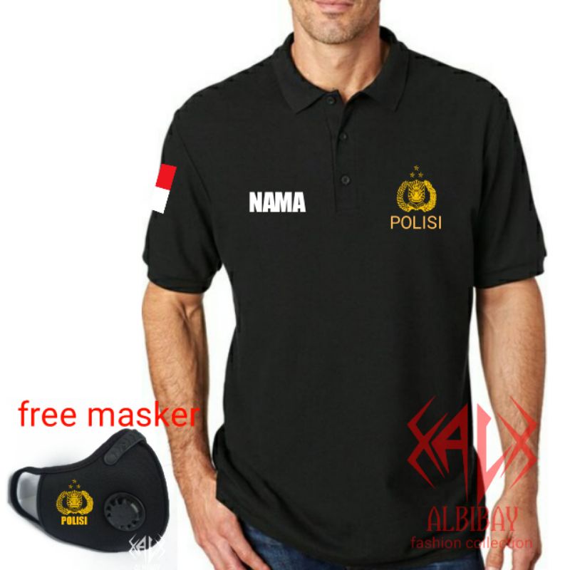 Kaos POLISI POLO GRATIS MASKER POLISI/TNI/MARINIR/BRIMOB/AKMIL/SATPOL PP pria untuk sehari hari COST