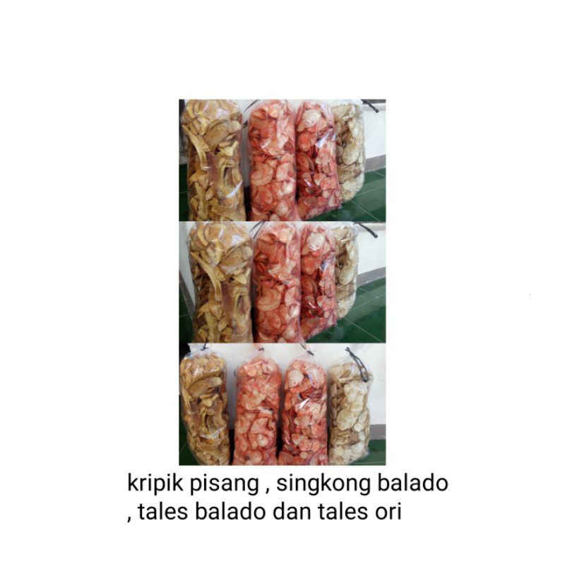 

kripik pisang , kripik tales , dan kripik singkong