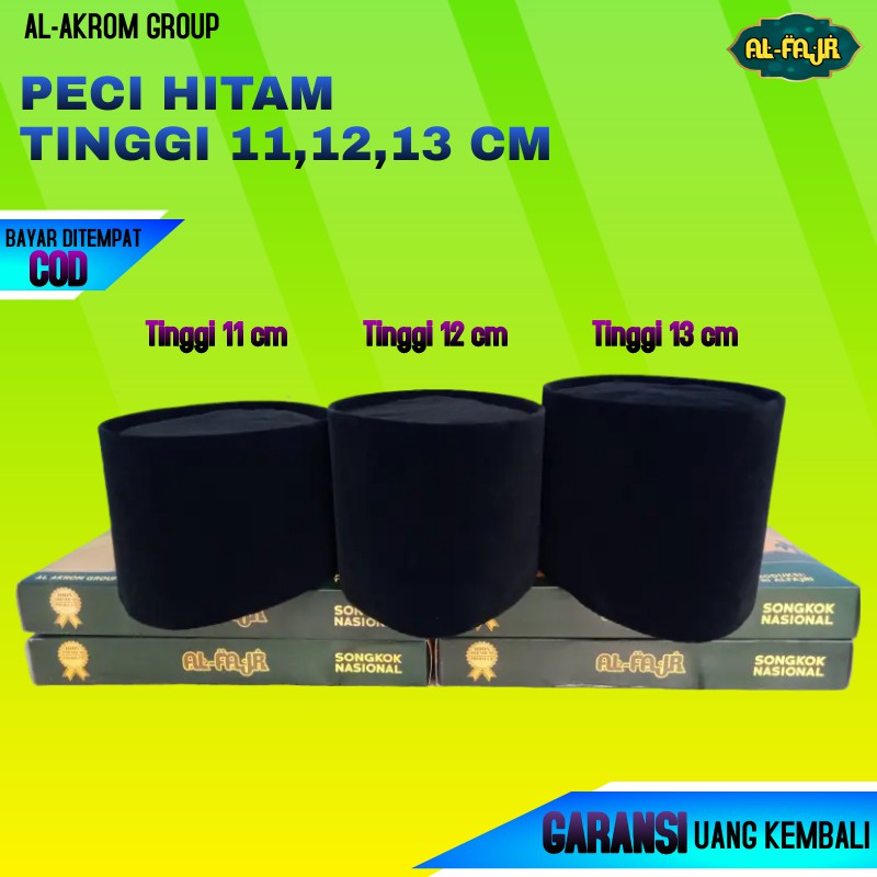 Peci Hitam Polos Tinggi 11 cm, Tinggi 12 cm, dan Tinggi 13 cm Murah Berkualitas