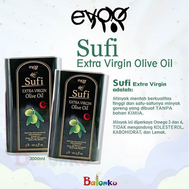 Sufi Organic Extra Virgin Olive Oil 3 Liter