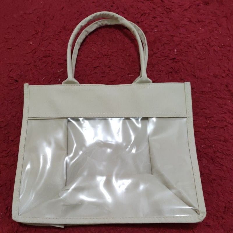 Tote Bag Tas mika hampers kosmetik Transparan multifungsi gabang Korea 26×22×12