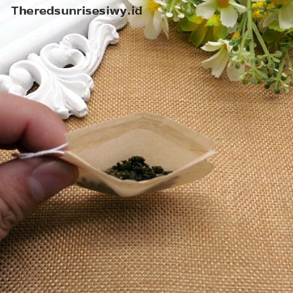 (Theredsunrisesiwy.Id) 100pcs / Lot Kantong Filter Teh Herbal Bentuk Bulat Dengan Tali