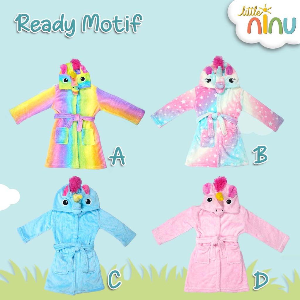 Little Ninu Baju Kostum Piyama Unicorn Jubah Karakter Cosplay Anak