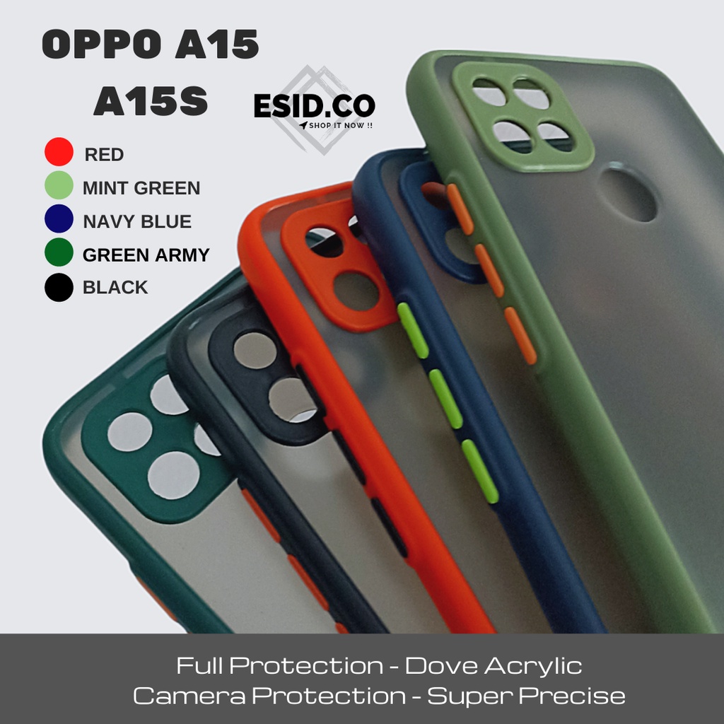Case Oppo A15 A15s Camera Protection Frosted Acrylic Dove Matte