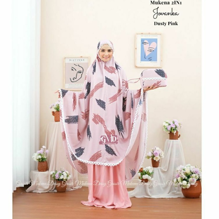 Mukena 2in1 dewasa jumbo rayon premium/mukena treveling/mukena rayon motif
