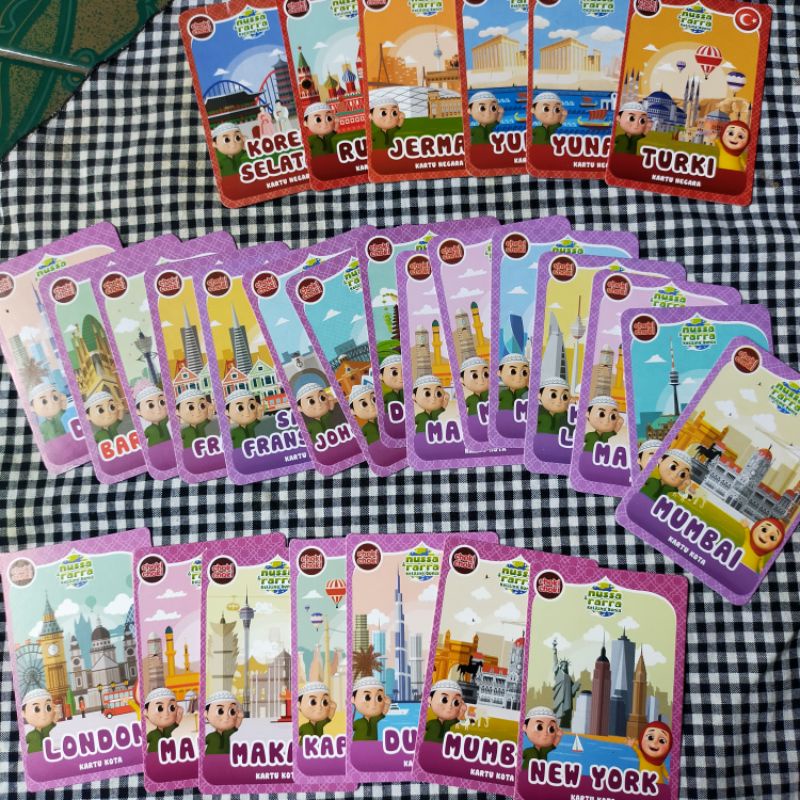 Kartu Choki choki AR Nussa & Rarra keliling dunia Kartu kota dan negara