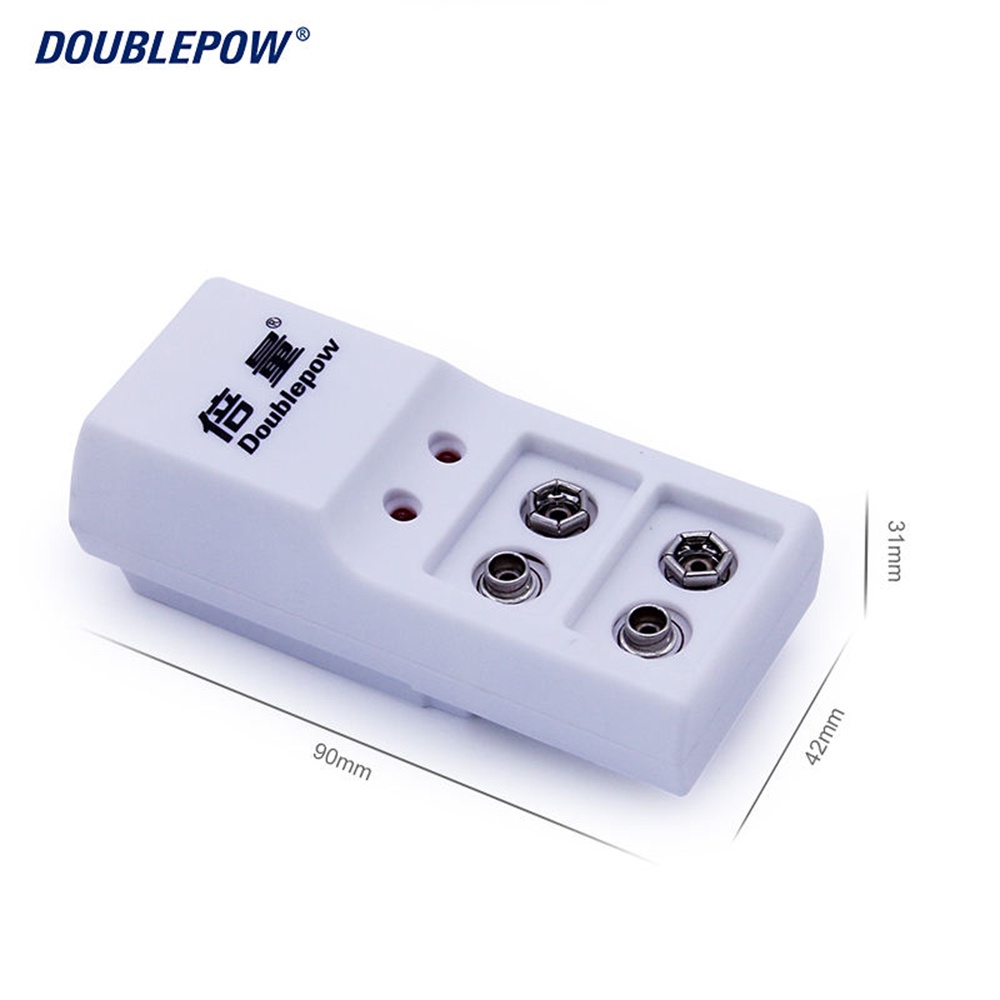 DOUBLEPOW Charger Baterai 2 Slot 9V + Battery Baterai Kotak 9V 280mAh