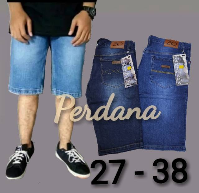 Celana pendek jeans pria bahan melar size 27 - 38