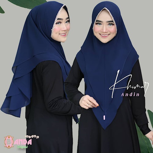 Jilbab Hijab Kerudung Khimar Andin 2 Layer Ceruty Babydoll