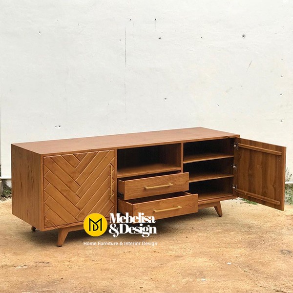 Bufet Rak TV Scandinavian Jati, Meja Rak TV Jati, TV Cabinet Jati