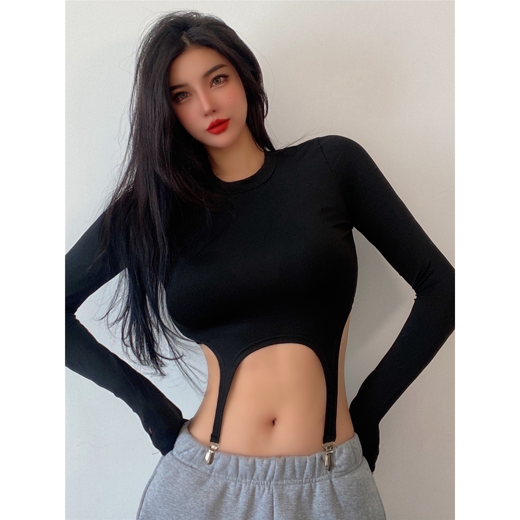 【AMY J】Original Design Long Sleeve Sports Crop Top /Seamless T-Shirt 7066