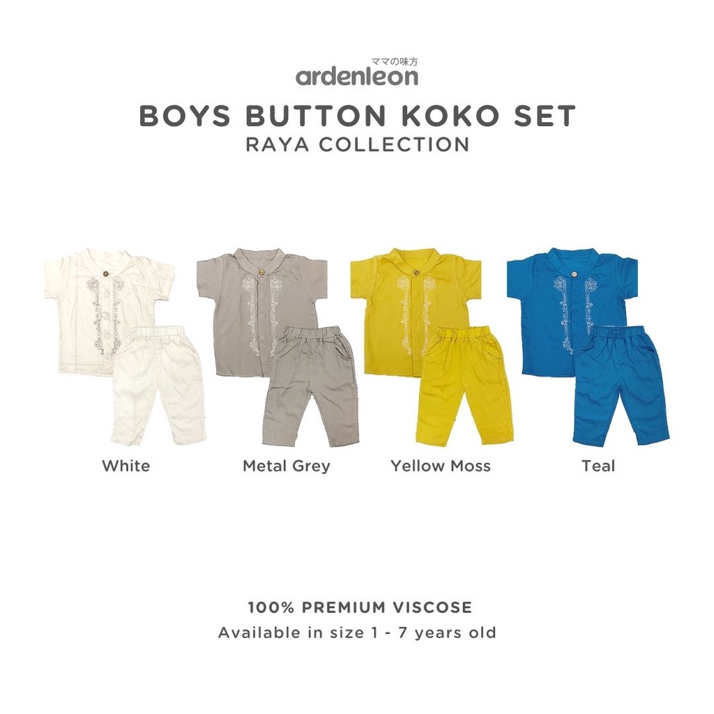 ARDENLEON Boys Button Koko Set 3.0 Setelan Anak (1-7 tahun)