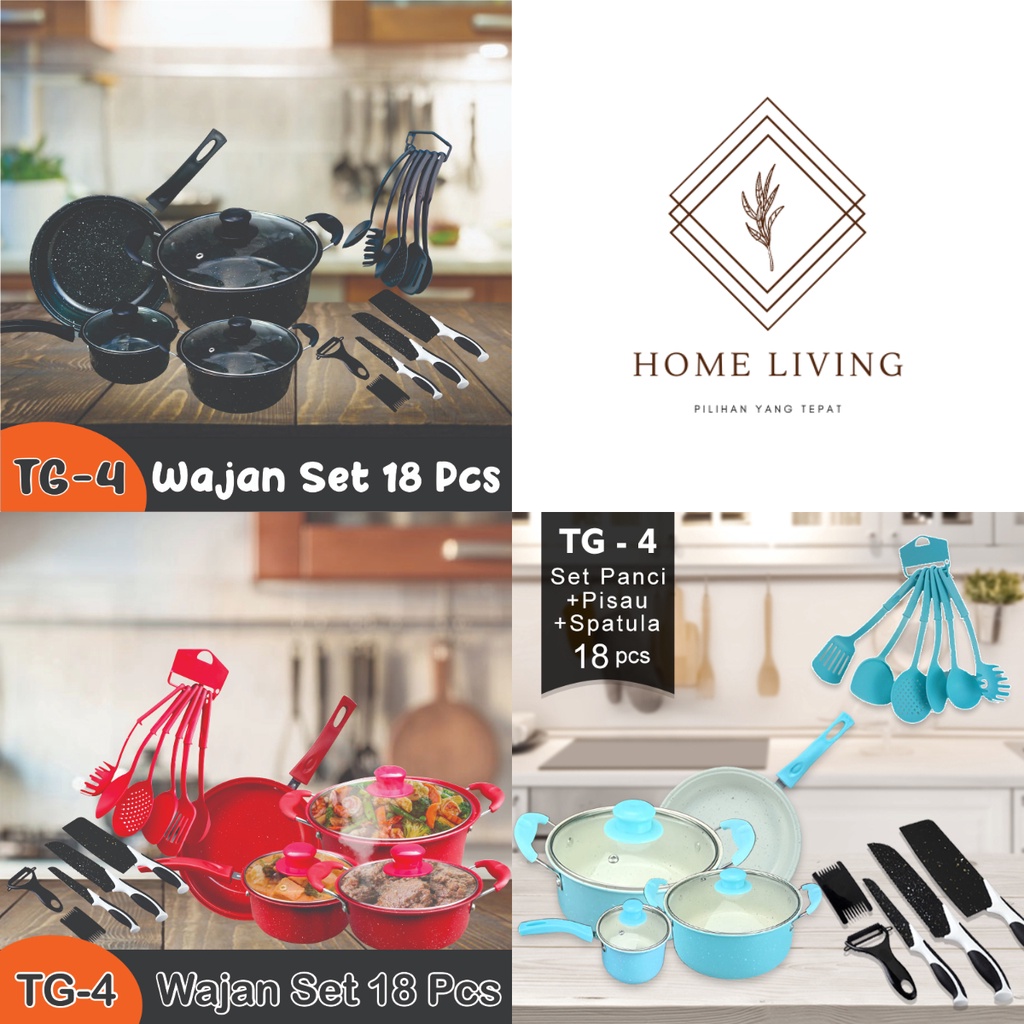 Teflon Panci Set Warna Cookware Set Frypan 18 Pcs HomeLiving