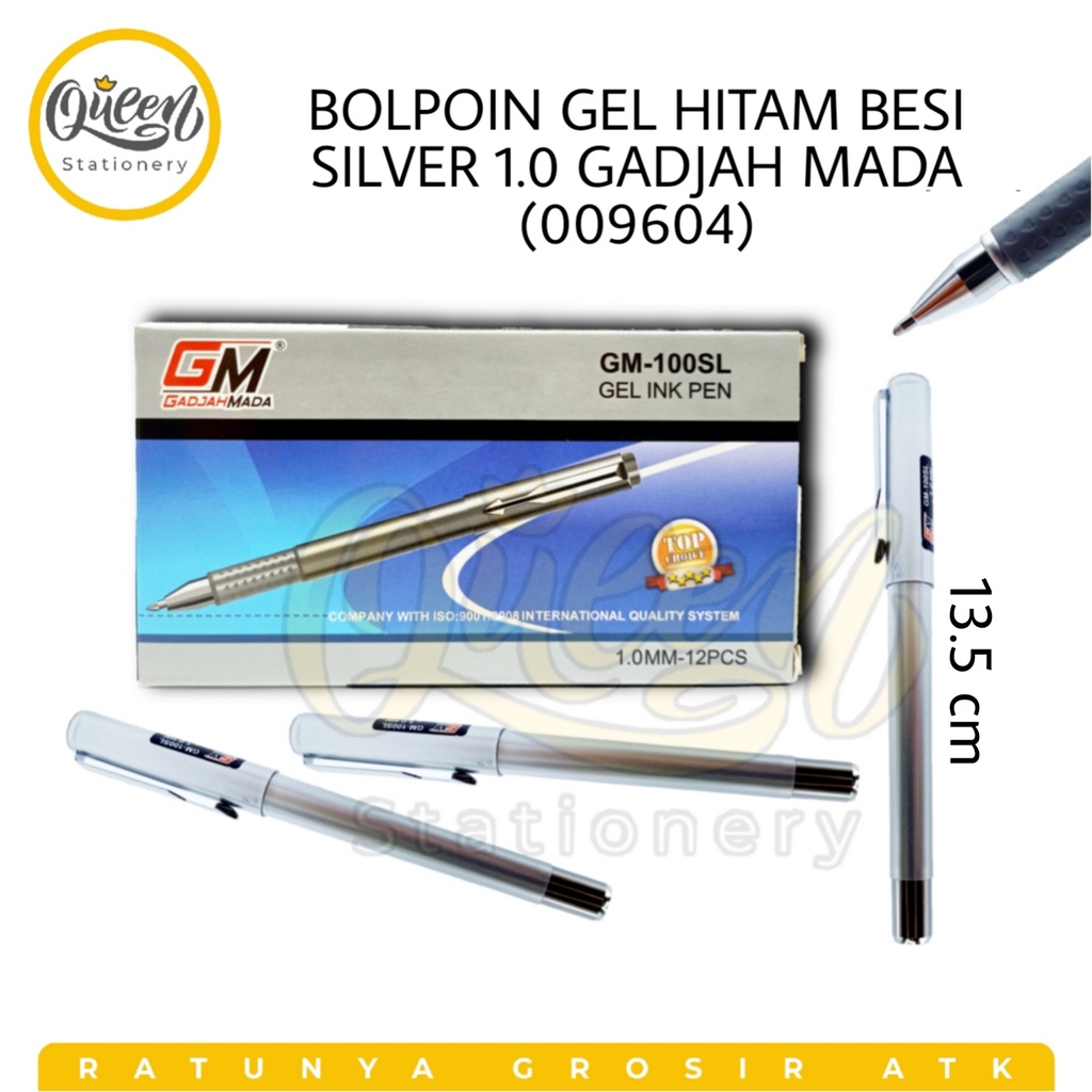 

1 PCS BOLPOIN GEL HITAM BESI SILVER 1.0 GADJAH MADA (009604) / BULPEN 1.0 MM / POLPEN / PULPEN GEL