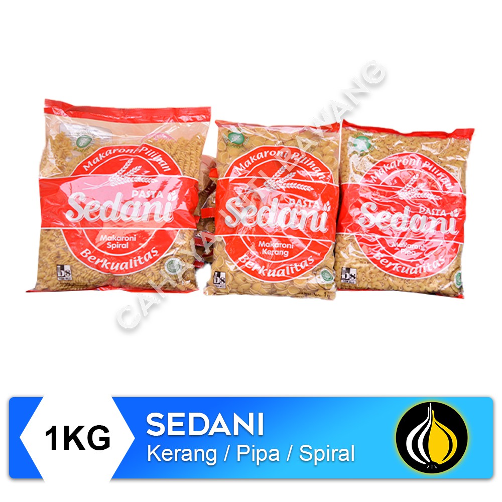 

Sedani Makaroni Pasta (Kerang / Pipa / Spiral) - 1 KG