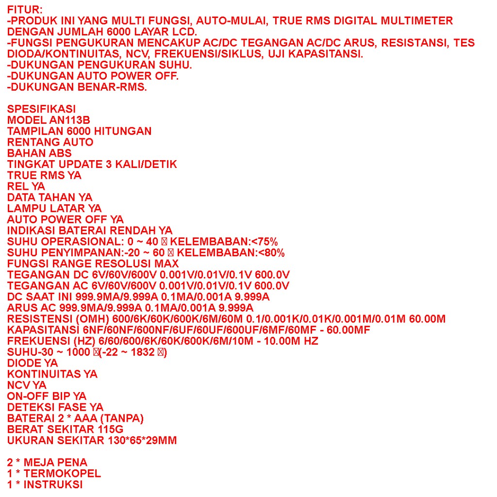 Zoyi ZT A6 Pengukur Arus Listrik Digital Multitester AC DC 1mF NCV