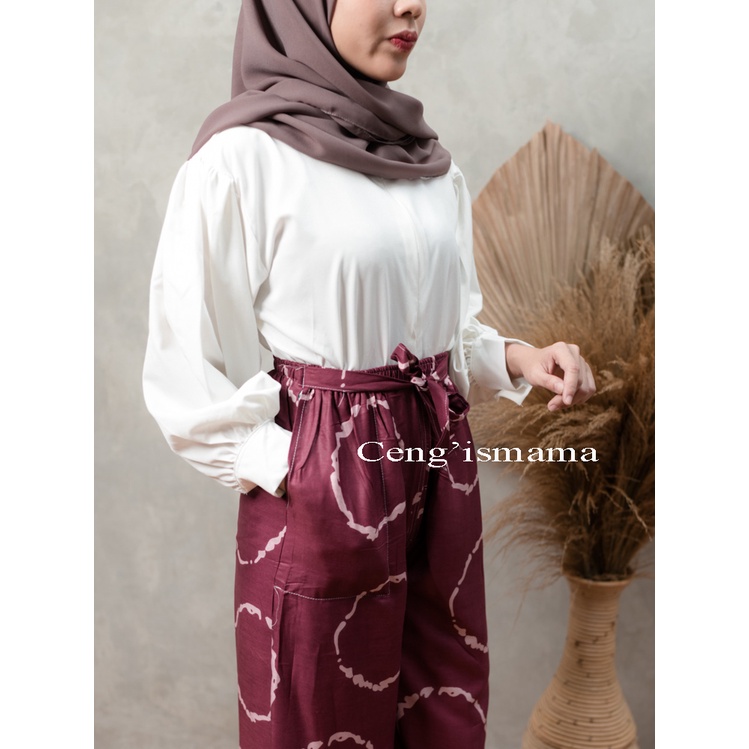 Celana Panjang Kulot Wanita Motif Cincin Sibori Bahan Rayon-5