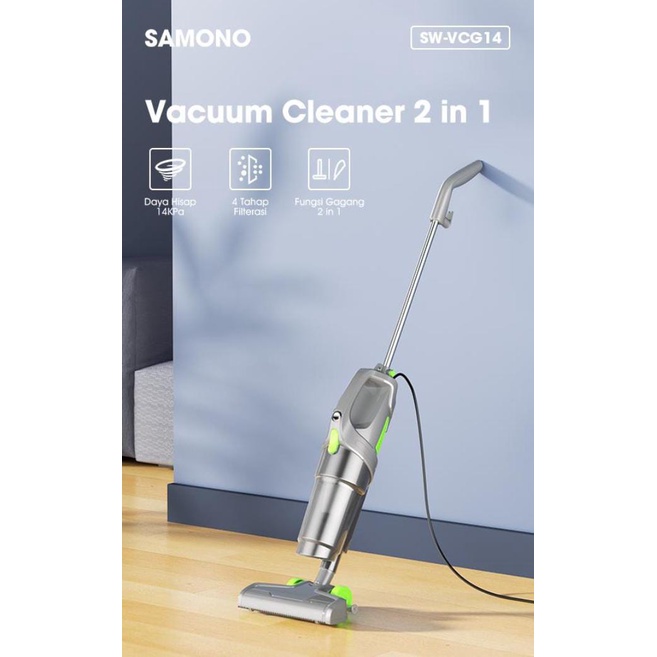 Samono Vacuum Cleaner 4 Filterasi Multifngsi Daya Hisap Kuat Vakum Debu dan Tungau 2in1 SW-VCG14 Abu-abu