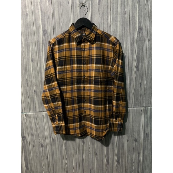 Kemeja Flanel Uniqlo second like New Preloved original casual pria murah terbakl