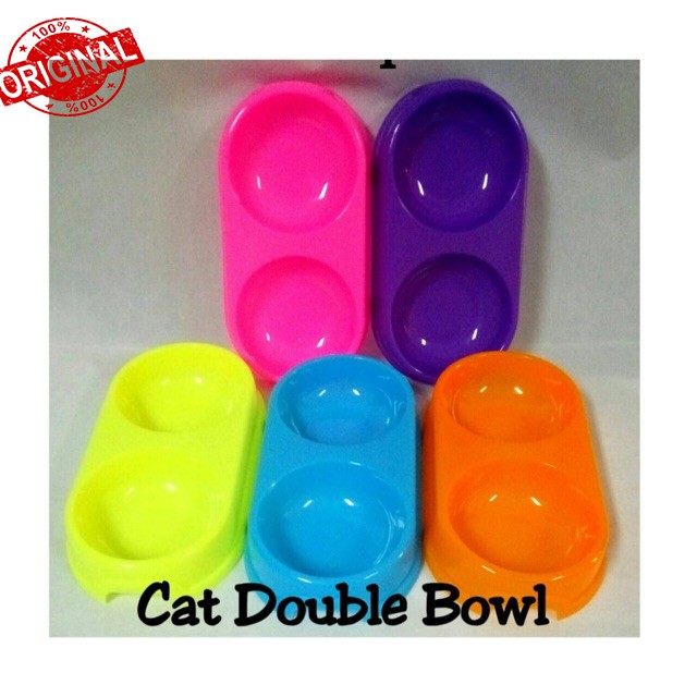 TEMPAT MAKAN MINUM KUCING KELINCI ANTI TUMPAH CAT DISH DOUBLE BOWL