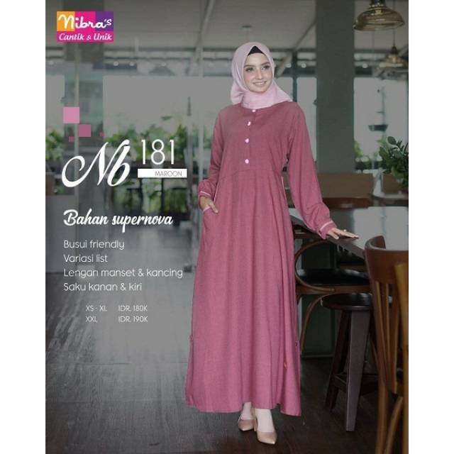 Gamis NIBRAS dewasa nb 181 maroon