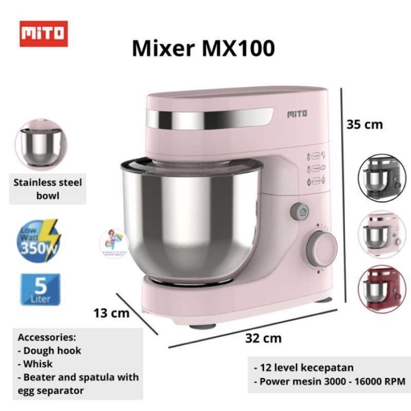 Mixer Mito MX100 Standing Stand Com MX100 Kapasitas Jumbo 5 Liter -