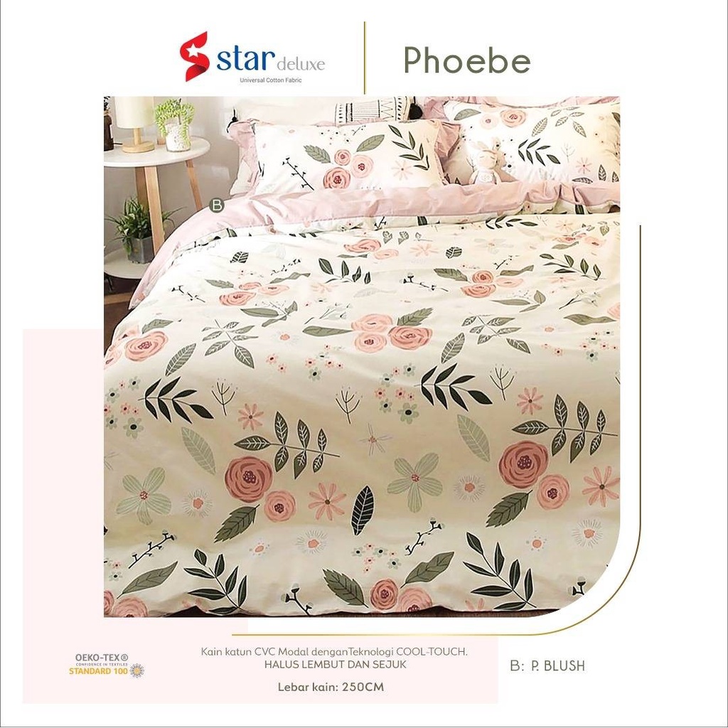Sprei set bedcover 180x200x20cm -40cm star collection katun cvc