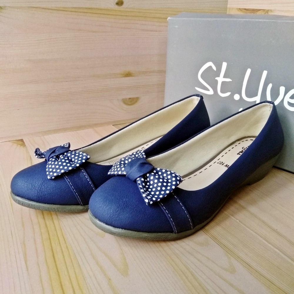 ST.Yves MW107NV Sepatu Slip On Wanita Cantik Casual Pita Navy Original Matahari