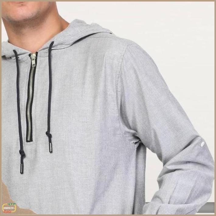 Outwear Pria Hoodie Two-D Dhini Aminarti Abu Muda Original _Termurah