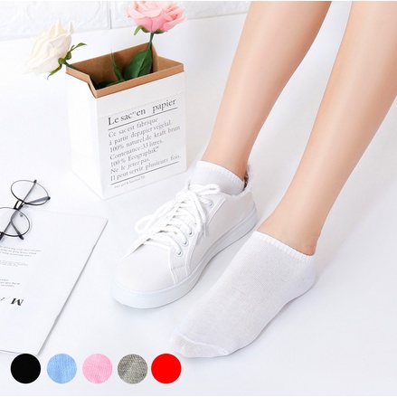 HC Kaos Kaki Ankle Polos Wanita KaosKaki Pendek Korea Murah Short Socks Kaos Kaki Motif Love Garis Murah-7