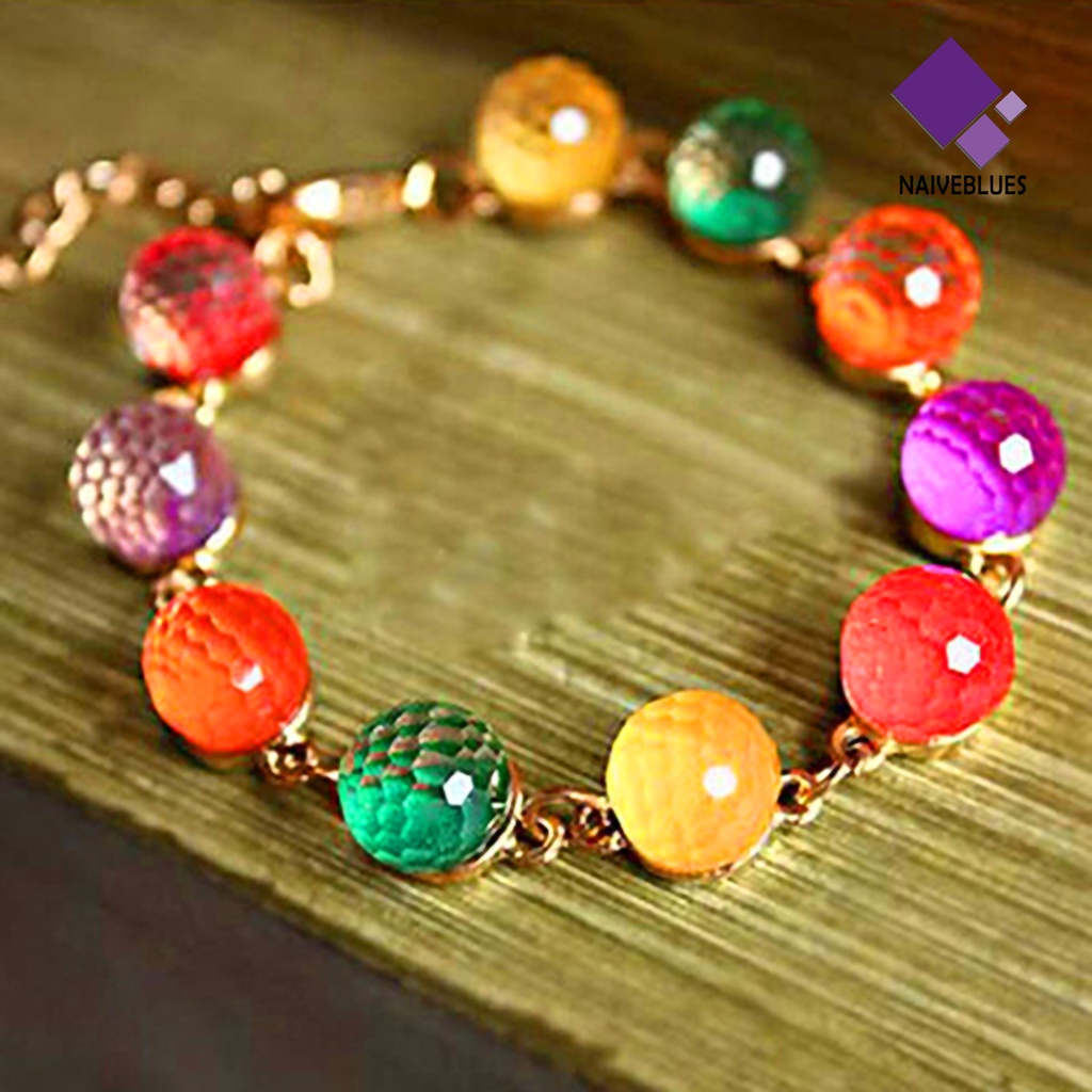 Gelang Manik-Manik Bulat Warna-Warni Permen