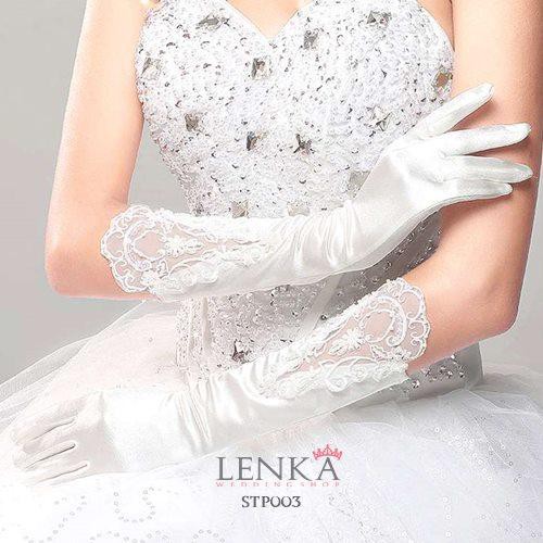 (BEST SELLER) SARUNG TANGAN BROKAT PESTA PENGANTIN FULL PUTIH l AKSESORIS WEDDING GLOVES Lenka STP003