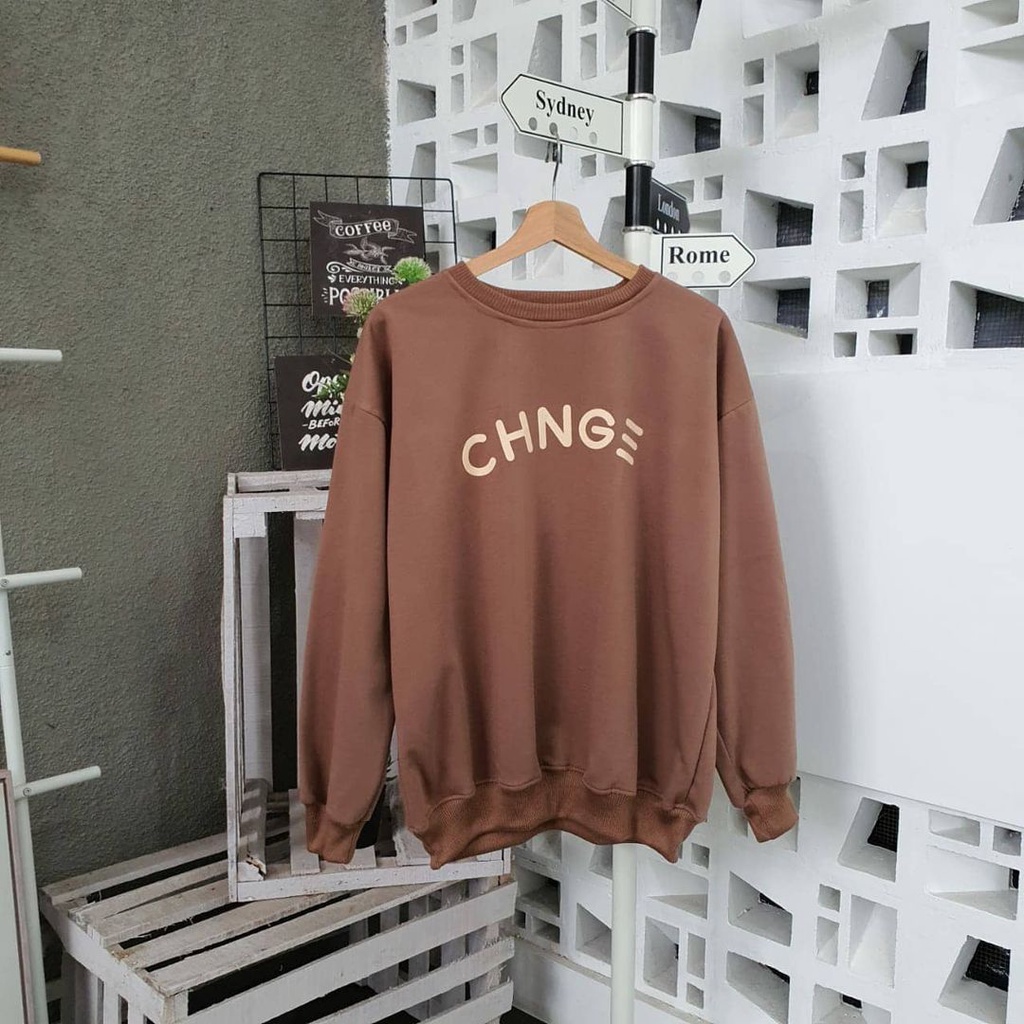 Change Sweater Remaja Pria Wanita Sweatshirt XXL Gaya Trendy Bahan Fleece