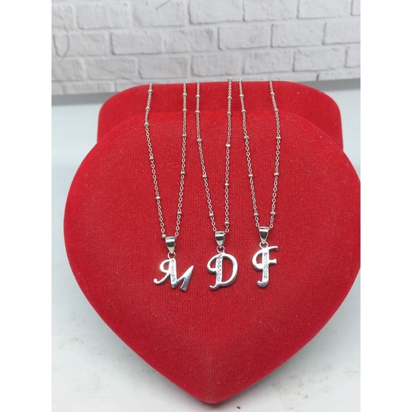 KALUNG PERAK ASLI SILVER 925 LAPIS EMAS/KALUNG RANTAI JEDAR+LIONTIN HURUF LATIN MP/ASLI SILVER/FASHION WANITA TERBARU