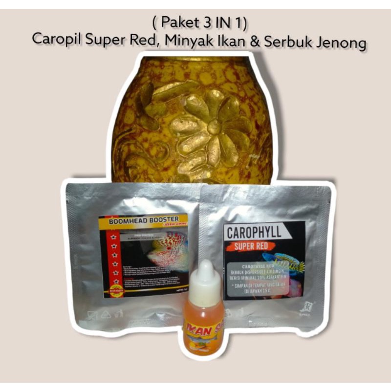 Pewarna Super Red,Serbuk Jenong & Minyak Ikan(Paket 3 in 1)Racikan Pelet & udang agar cepat jenong