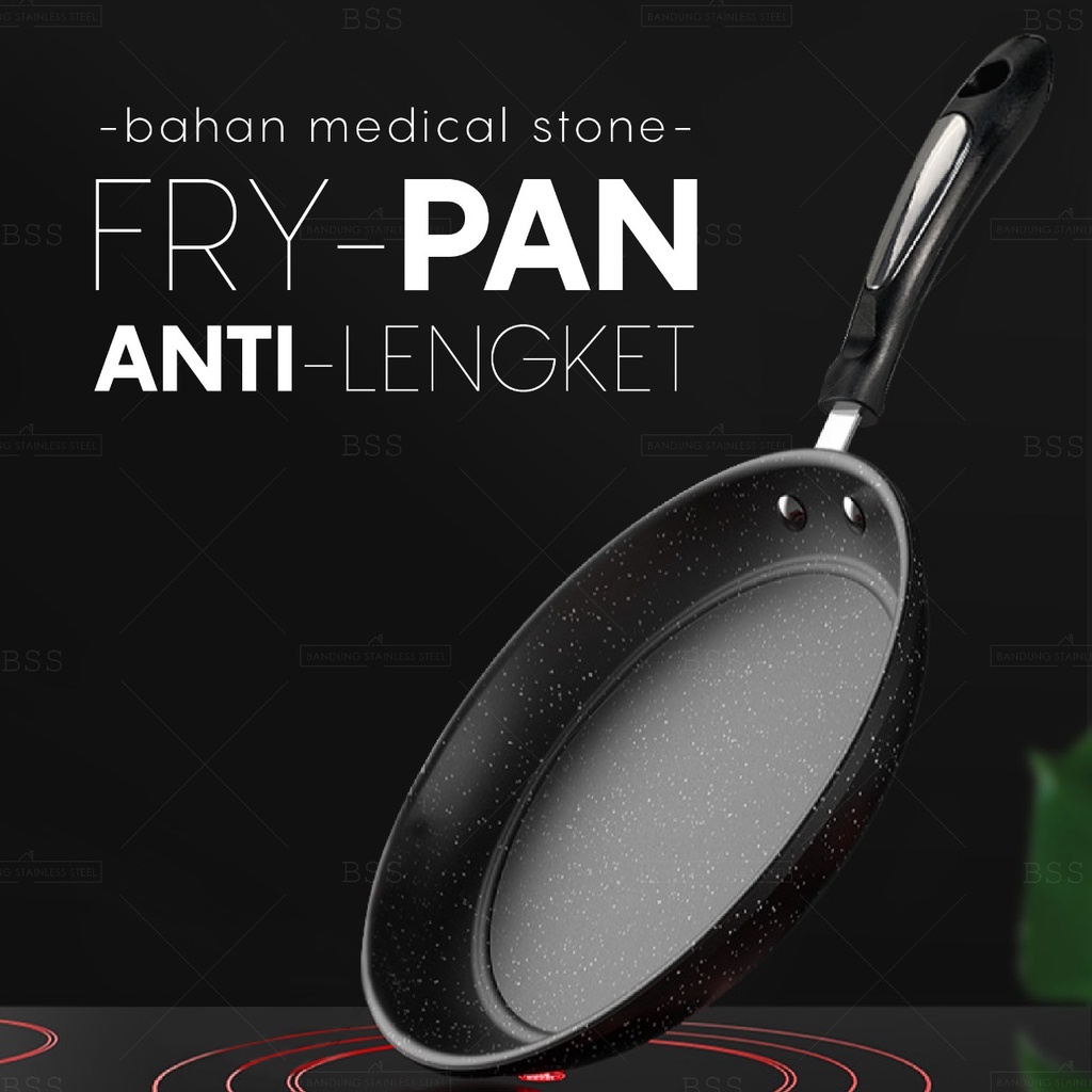 Fry Pan Teflon Anti Lengket Wok Medical Stone 22cm 25cm 28cm Frypan Penggorengan Wajan Masak