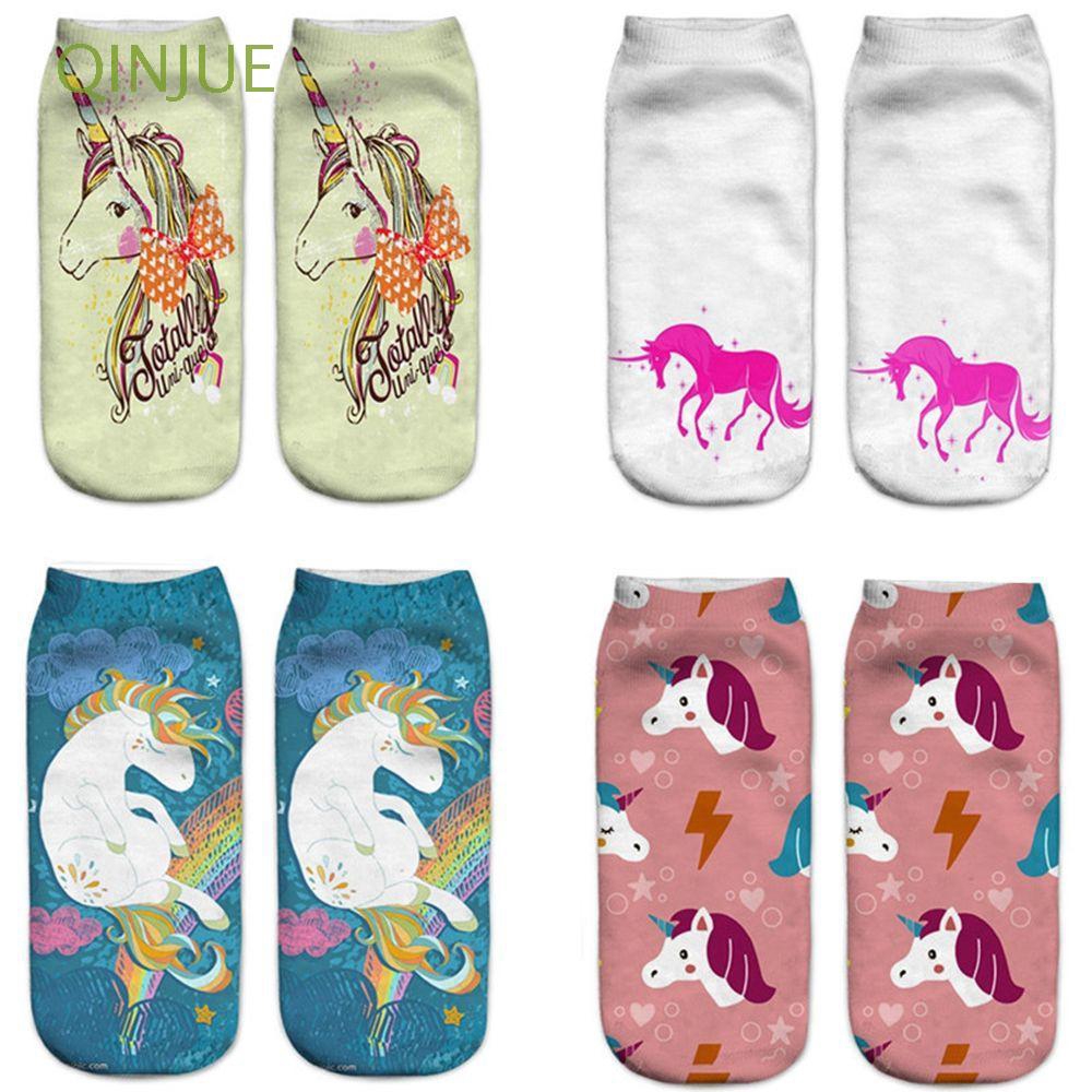  Kaos  Kaki  Ankle Motif Print Unicorn  3D Bahan Katun 