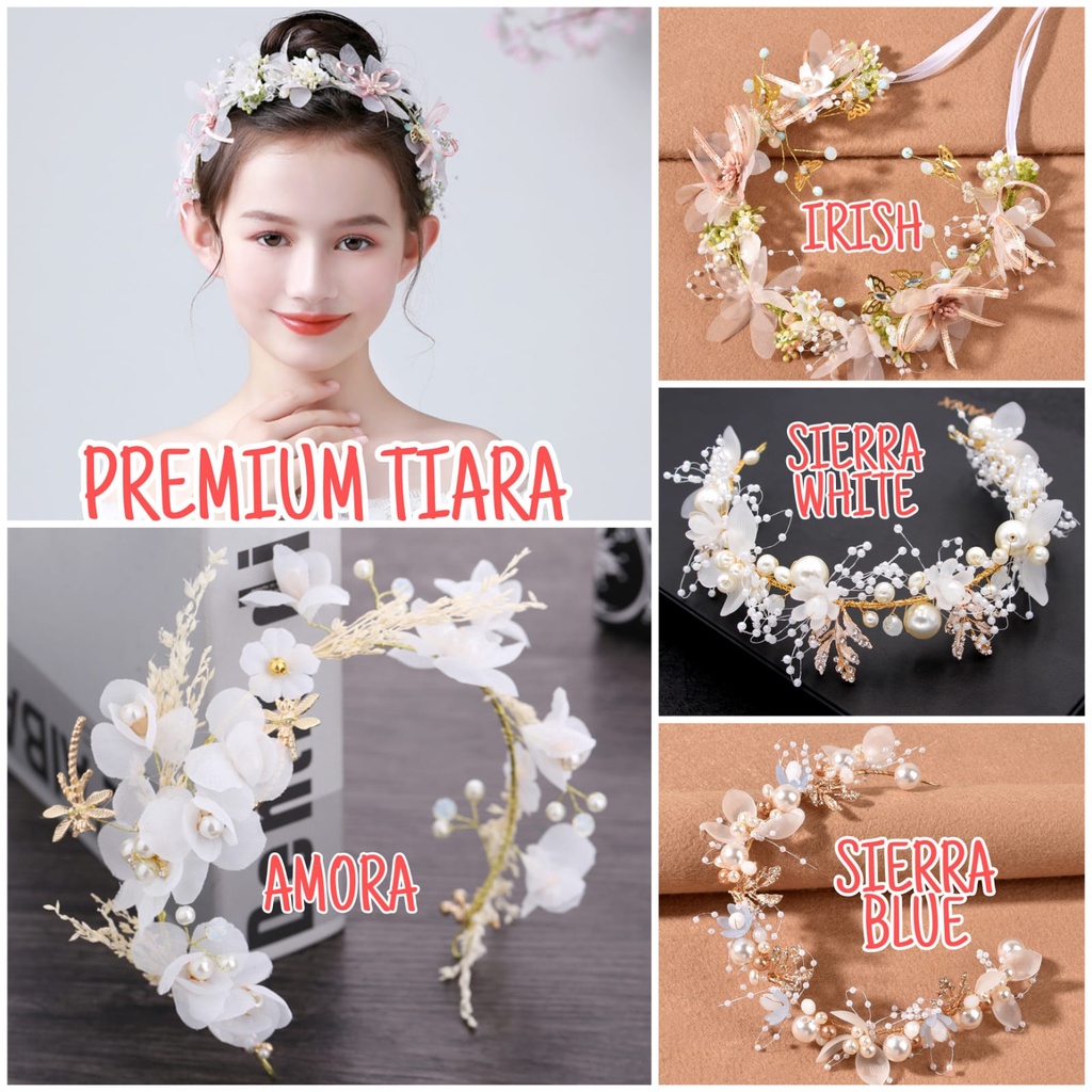 TIARA PREMIUM MAHKOTA ANAK PRINCESS KOREA IMPORT AKSESORIS RAMBUT FLOWER GIRL PESTA IMPOR