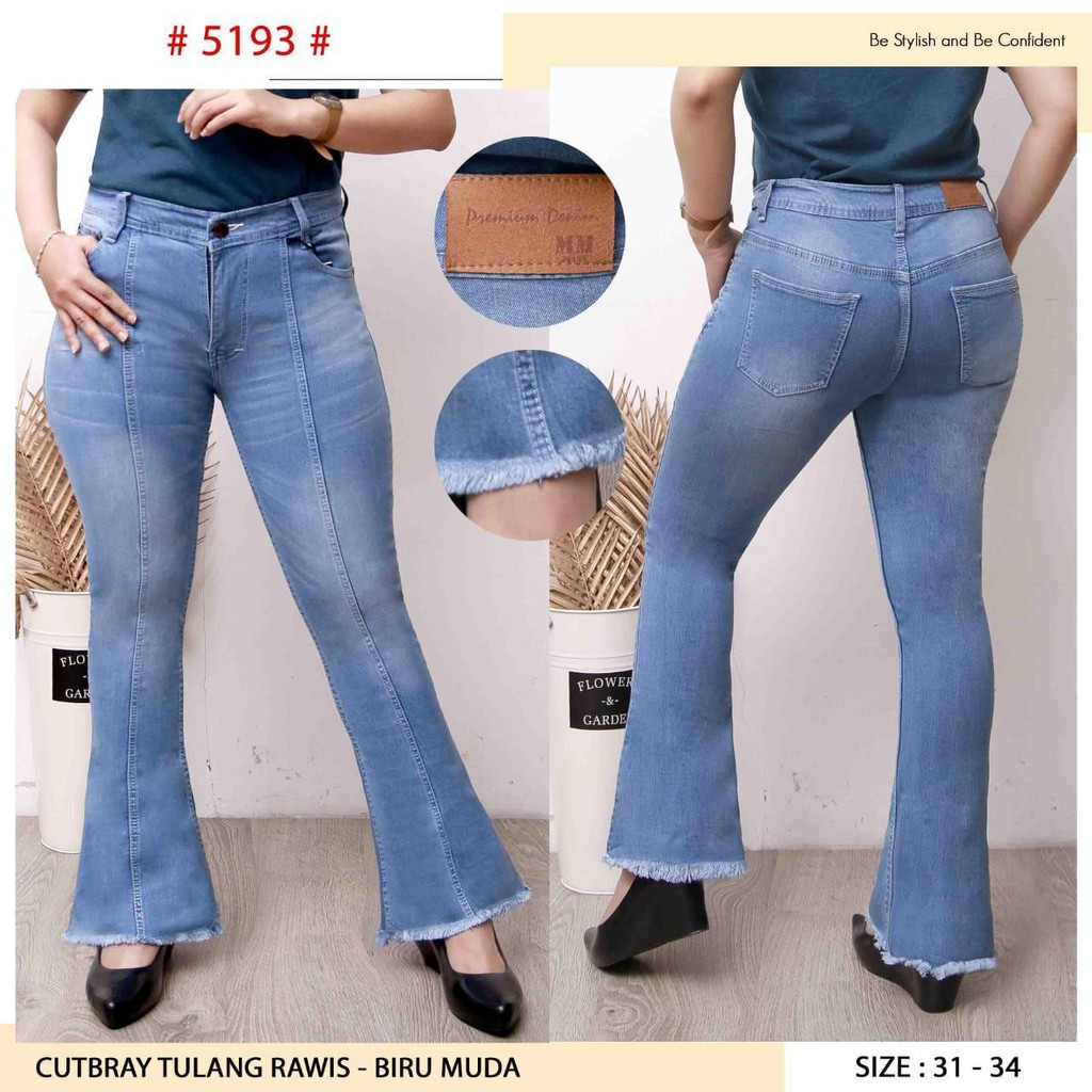 Celana Panjang Jeans Wanita Cutbray Tulang Rawis 27-30 31-34 Bisa Bayar Ditempat(COD)