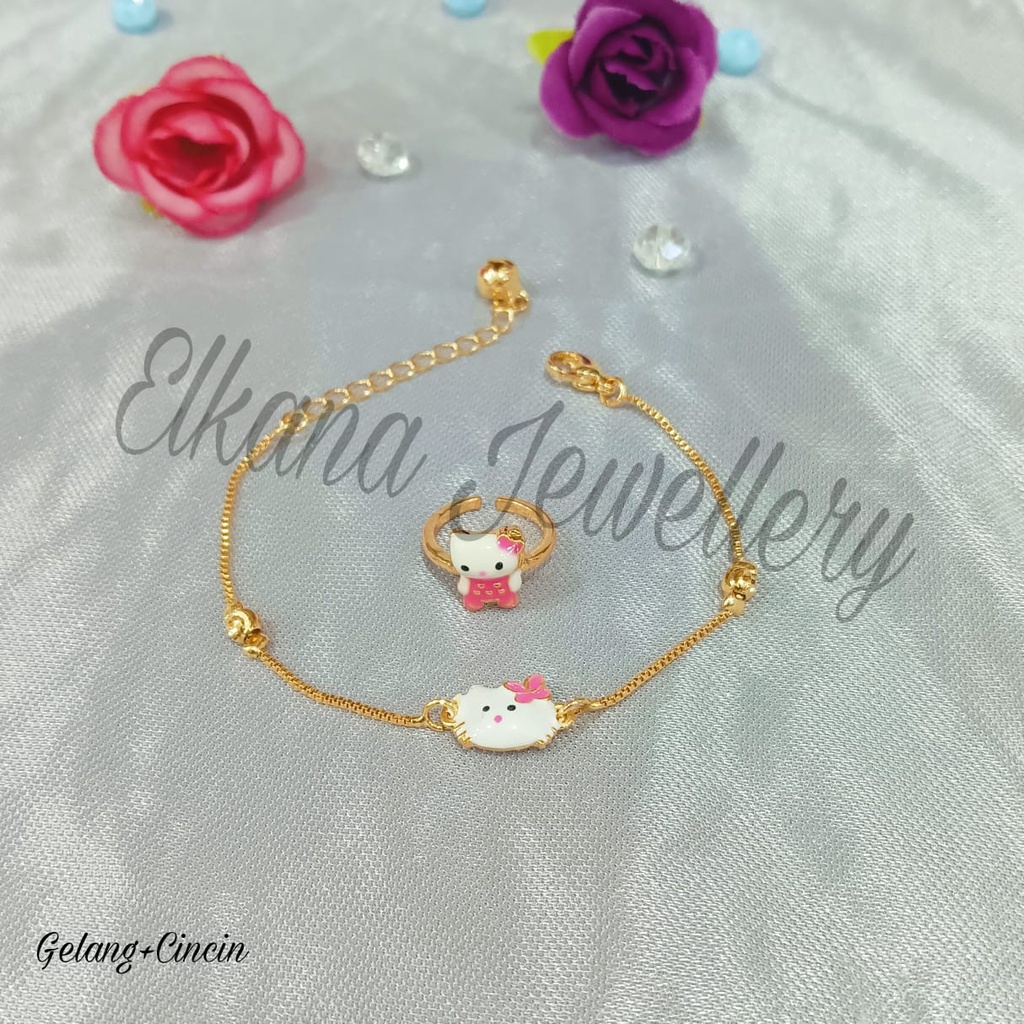 GELANG+CINCIN ANAK PLAT ITALY Perhiasan super berkelas fashion korea anti karat dan anti luntur