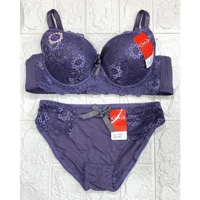 New Model BH | Bra Set Brukat Bunga SOREX 17093 Pakai Kawat dan Busa Sedang