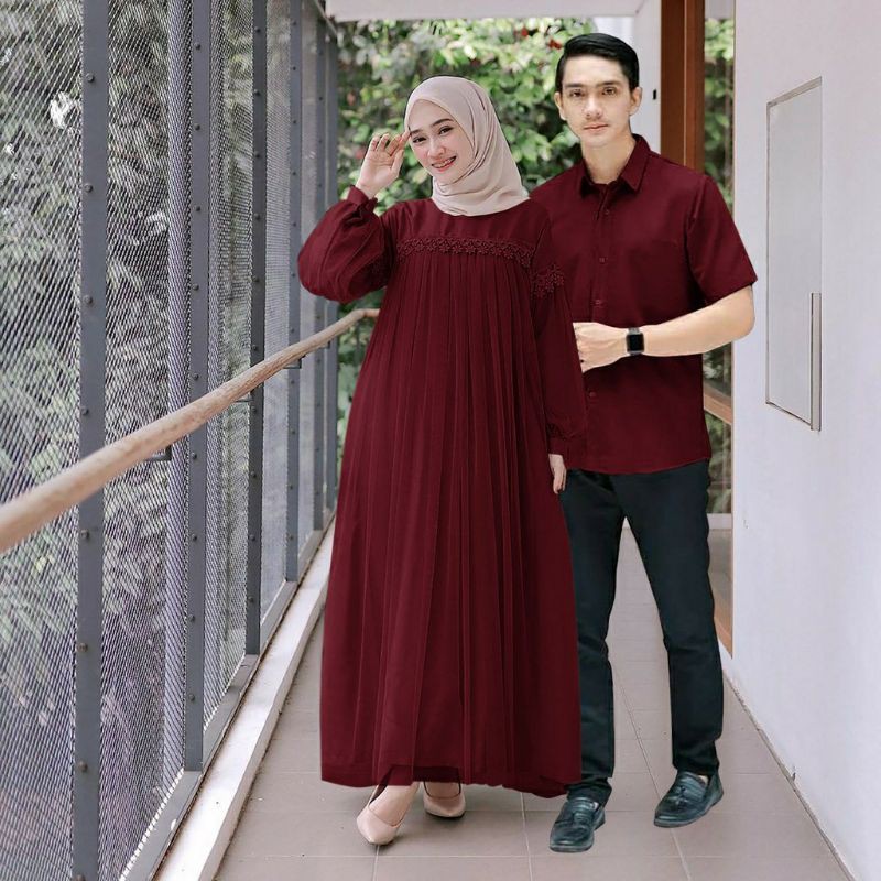 COD Nuraini Couple  Baju Pasangan Gamis Couple Mix Tutu Tile