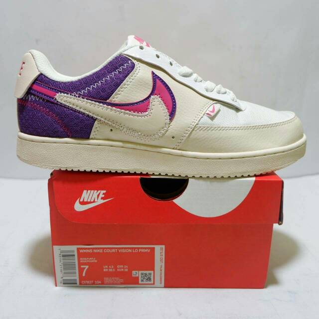 Nike court vision lo white pink purple