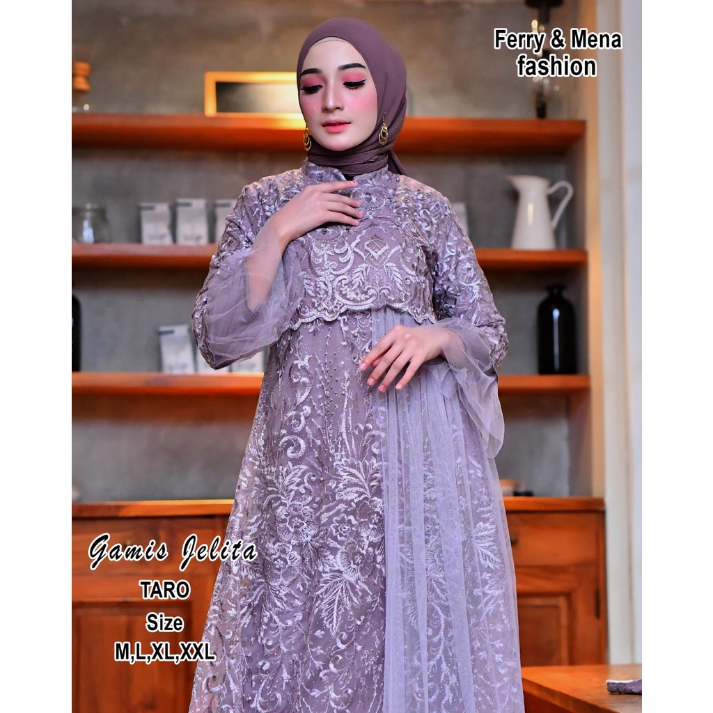 Kadai.baju / Gamis brukat tulle / Gamis pesta / Gamis Maxi Dress Size M L XL XXL / Kebaya modern