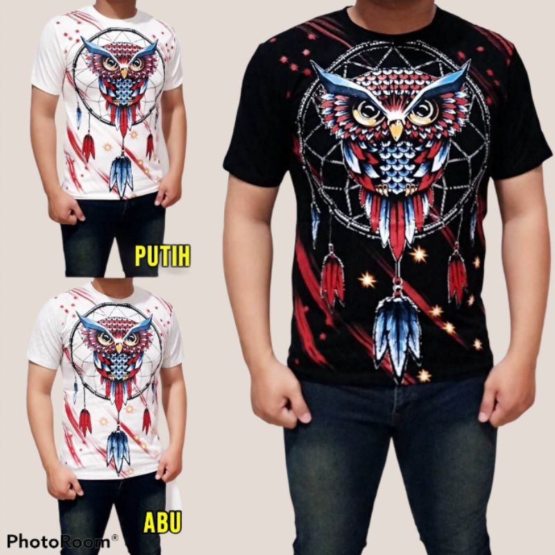 BAJU KAOS PRIA 3D OWL CATCHER BAJU BURUNG HANTU PRIA ATASAN PRIA FASHION PRIA//AYBRSHOP