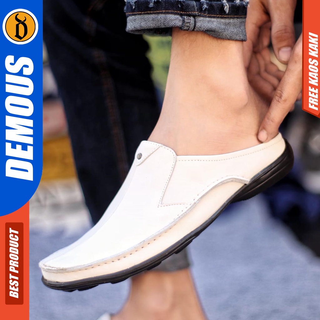 DEMOUS BUSTONG Sepatu Sandal Pria Kulit Asli Tutong