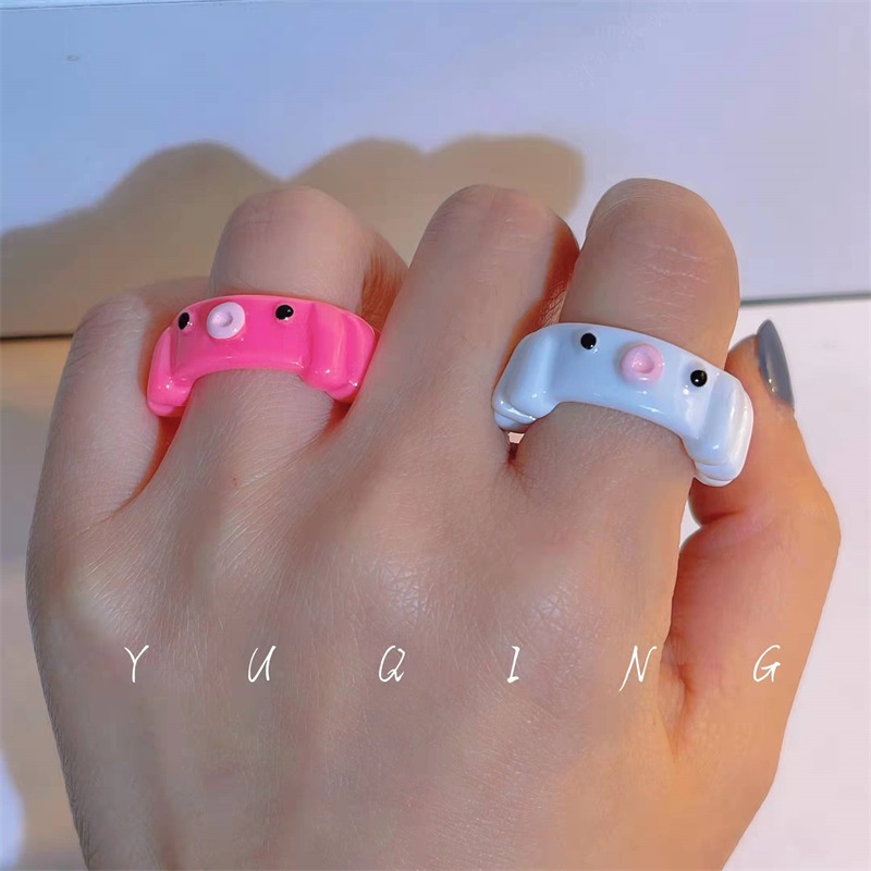 YEEZII Cincin Bentuk Katak Gurita Bahan Resin Warna Macaron Untuk Wanita